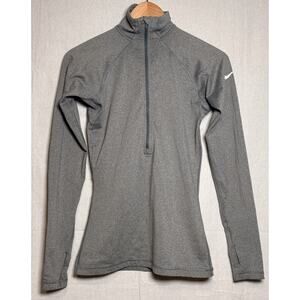 Nike Pro Dri-FIT Half-Zip Pullover Women's Athletic Long Sleeve Top Gray Sz S